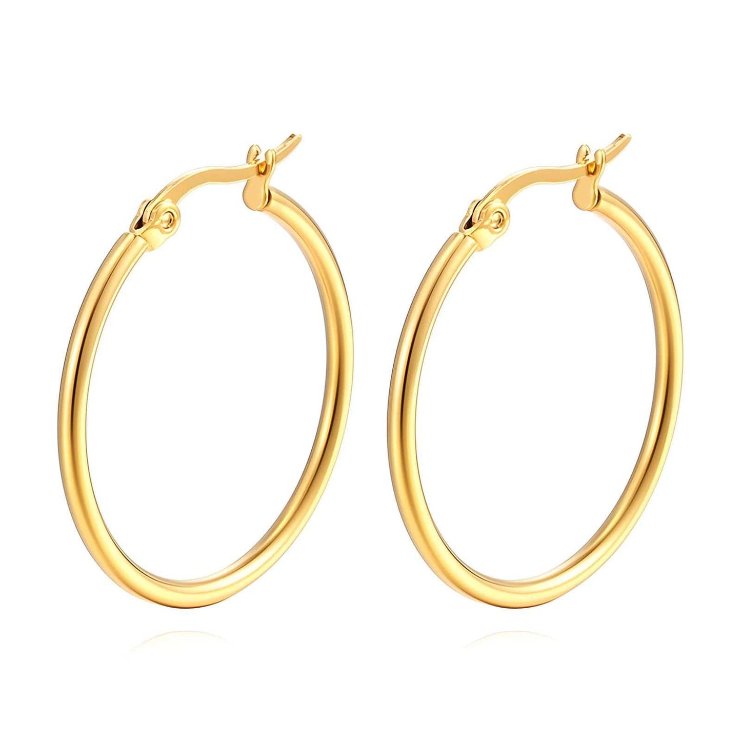 Earrings, 18K Gold Plated Steel