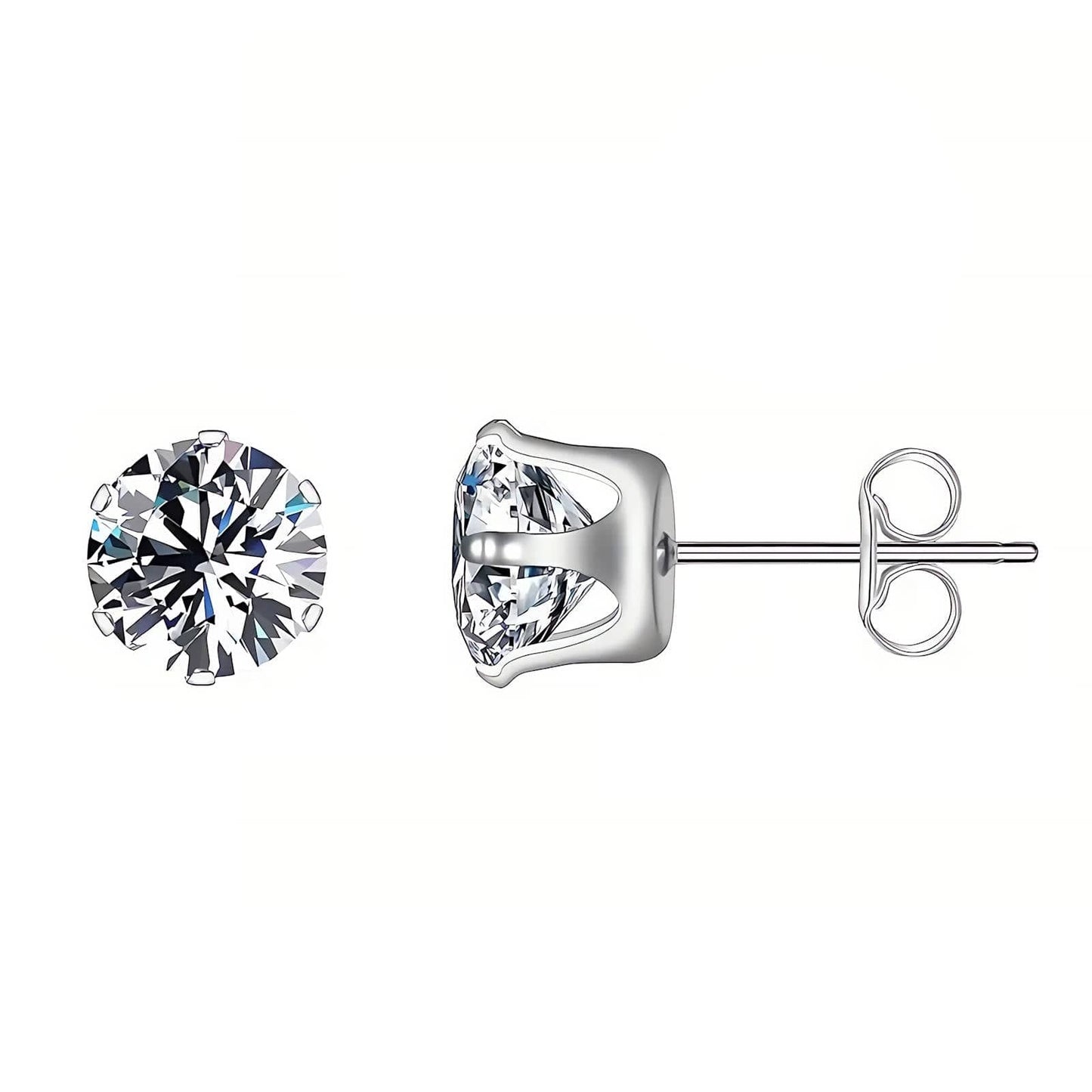 Cubic Zirconia Stud Earrings, 18K Gold Plated Steel