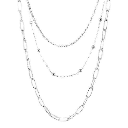 Triple Chain Silver Necklace