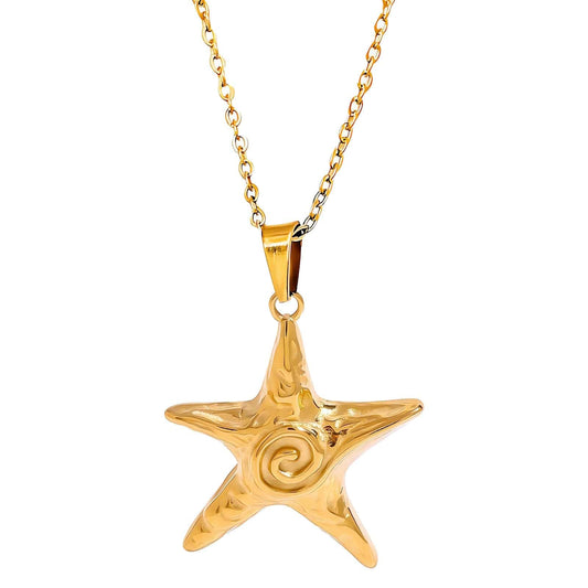 Starfish Necklace, 18K Gold Plated Steel