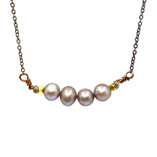 Bronze Freshwater Pearl Minimalist Necklace