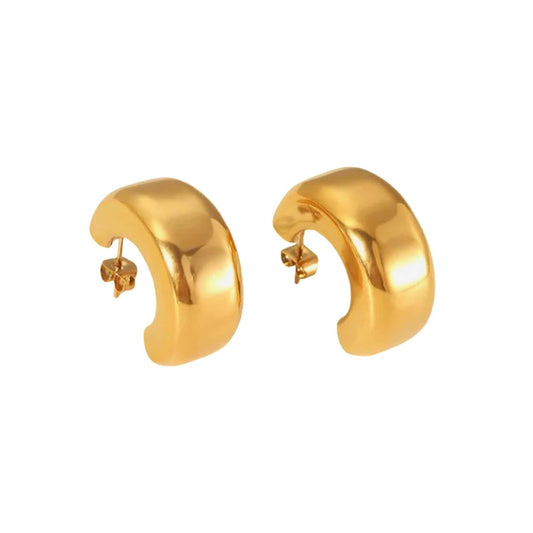 Chunky Chic Gold Over Stainless Steel Huggie Hoop Earrings