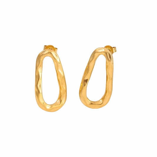 Gold Over Stainless Steel Oval Link Drop Earrings