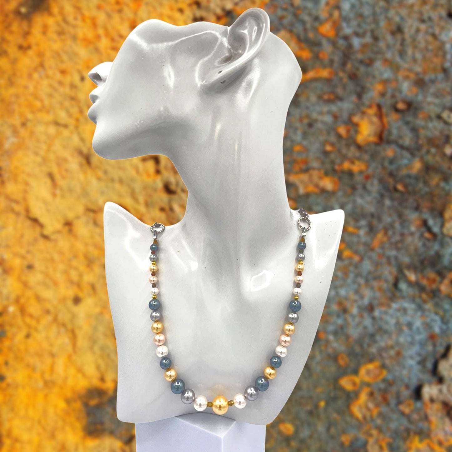 Graduated Multicolor Mother of Pearl “Pearls” Statement Necklace