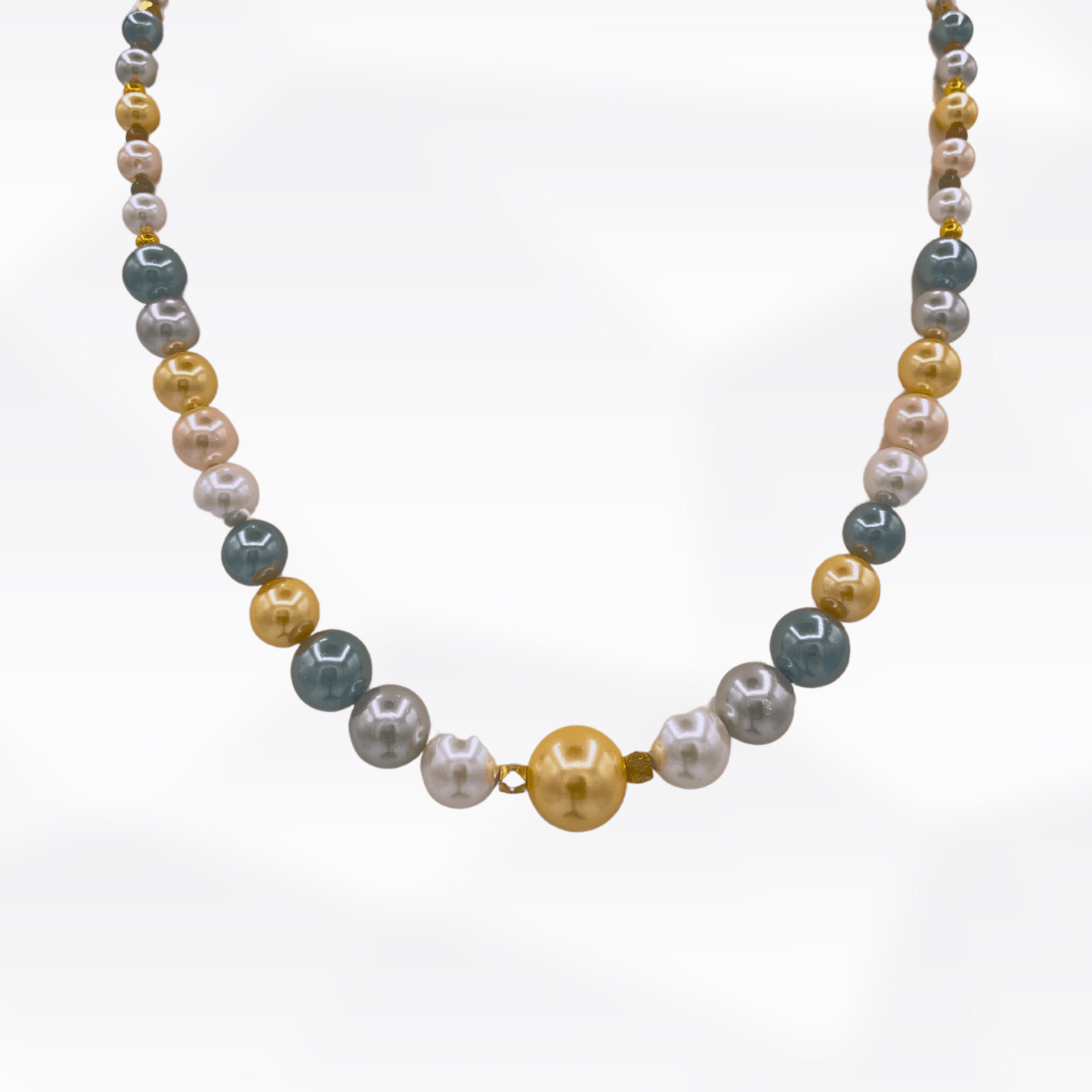 Graduated Multicolor Mother of Pearl “Pearls” Statement Necklace