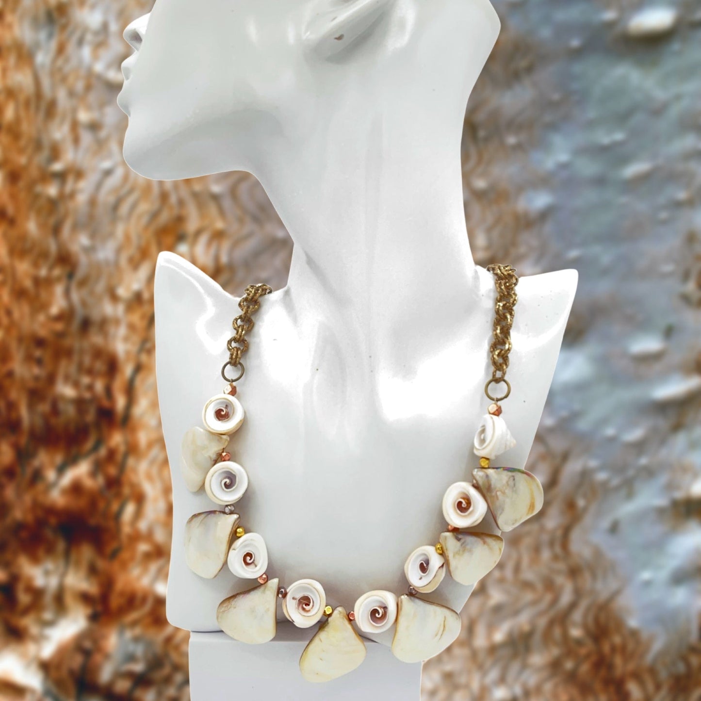 Natural Ivory Shell Teardrop Statement Necklace