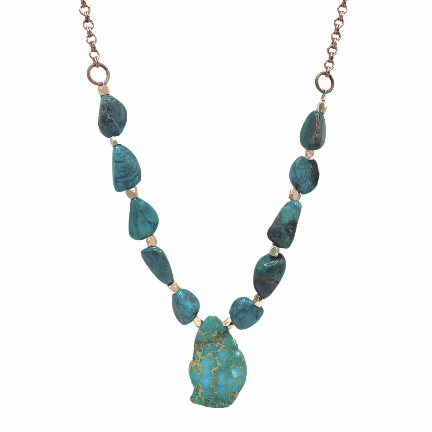 Natural Turquoise in Matrix Statement Necklace with Turquoise Imperial Jasper Pendant