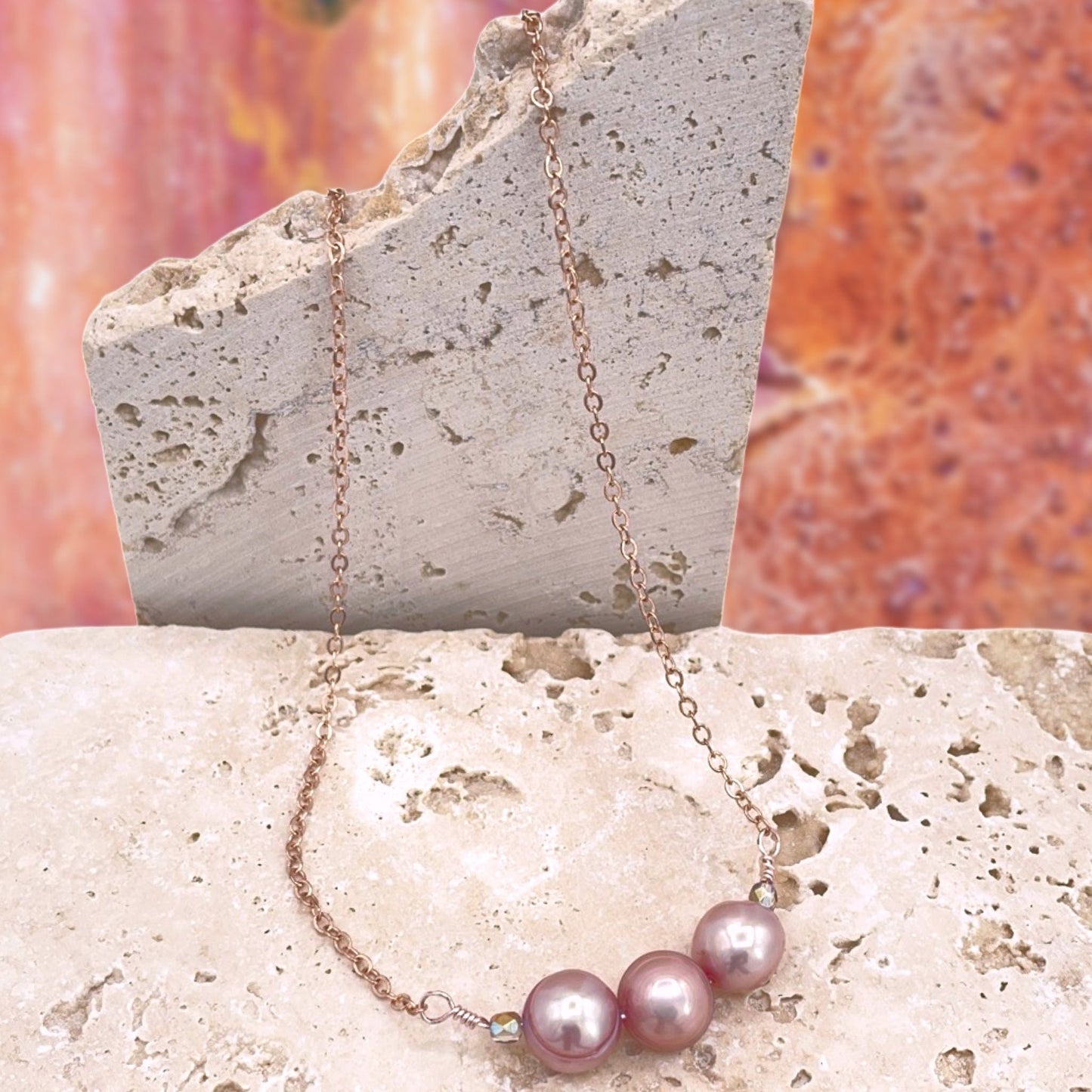 Pink Freshwater Pearl Minimalist Necklace