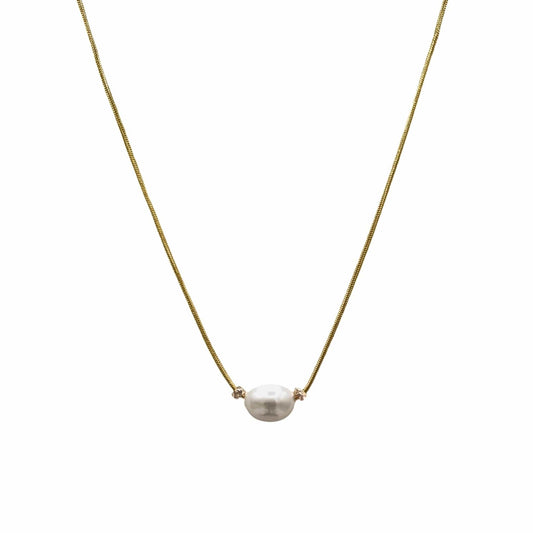 White Freshwater Pearl Minimalist Necklace